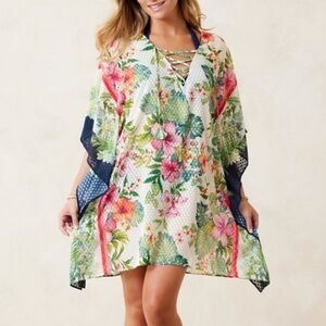 TOMMY BAHAMA  Flora Clip Jacquard Beach Tunic Swim Cover Up Size S/M